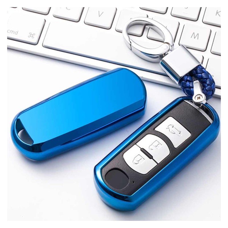 Funda llave de Silicona con Llavero para coche Mazda 3, CX-8, CX-5, CX-4