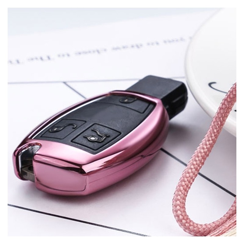 Funda Llave de Silicona para Mercedes GLA,C,S,E,GLC,GLK,CLA,ML,GLE Rosa