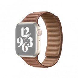 Correa de eslabones de piel compatible con Apple Watch de 44mm y 42mm