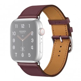 Correa de cuero de repuesto para Apple Watch 6, SE, 5, 4 44 mm 3, 2, 1 42 mm color rojo vino