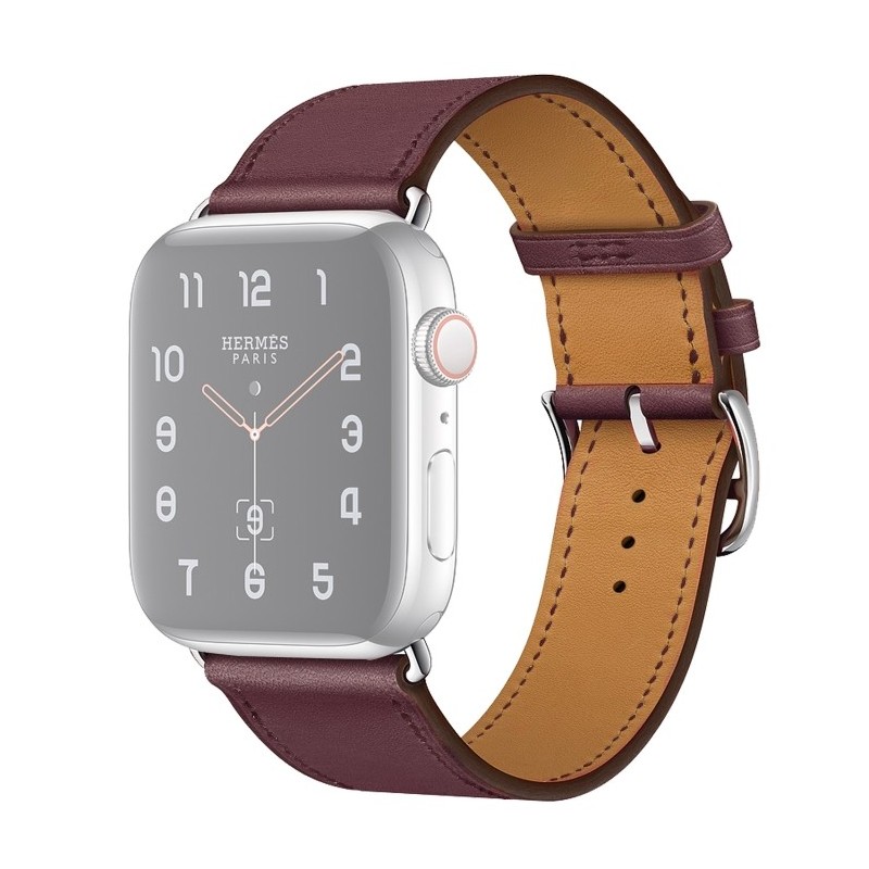 Correa de cuero de repuesto para Apple Watch 6, SE, 5, 4 44 mm 3, 2, 1 42 mm color rojo vino