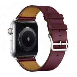 Correa de cuero de repuesto para Apple Watch 6, SE, 5, 4 44 mm 3, 2, 1 42 mm color rojo vino