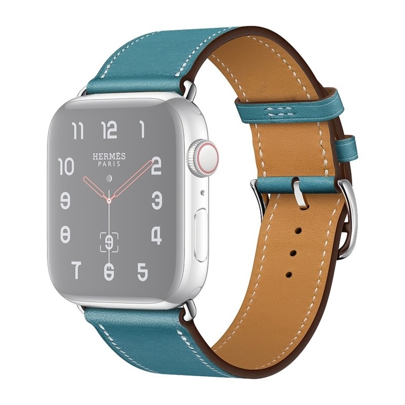 Correa de cuero de repuesto para Apple Watch 6, SE, 5, 4 44 mm 3, 2, 1 42 mm color azul