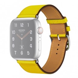 Correa de cuero de repuesto para Apple Watch 6, SE, 5, 4 44 mm 3, 2, 1 42 mm color amarillo