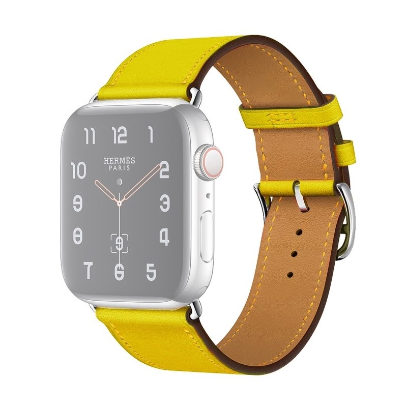 Correa de cuero de repuesto para Apple Watch 6, SE, 5, 4 44 mm 3, 2, 1 42 mm color amarillo