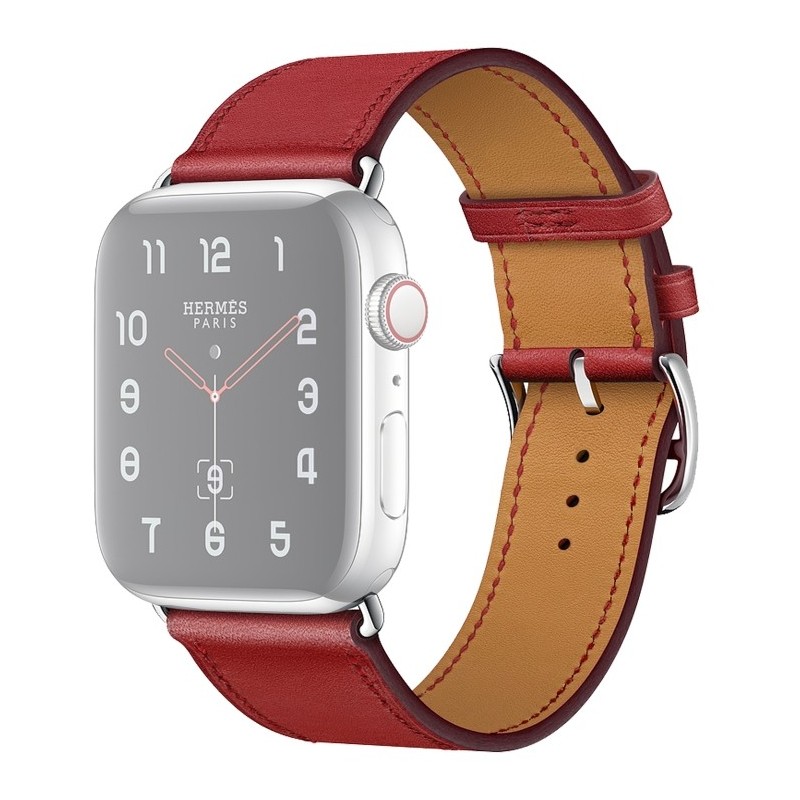 Correa de cuero de repuesto para Apple Watch 6, SE, 5, 4 44 mm 3, 2, 1 42 mm color rojo