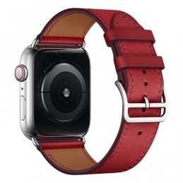 Correa de cuero de repuesto para Apple Watch 6, SE, 5, 4 44 mm 3, 2, 1 42 mm color rojo
