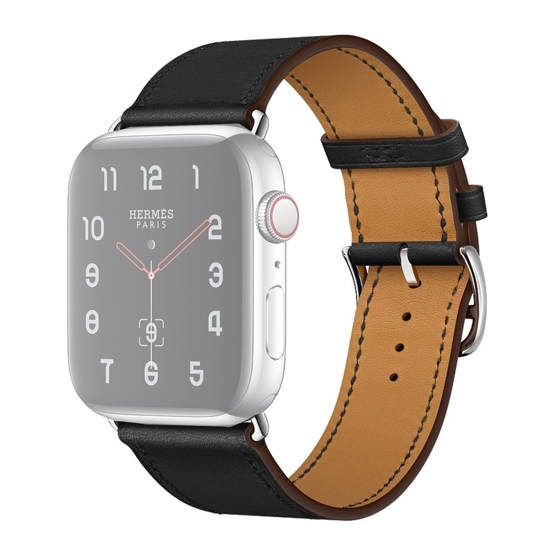 Correa de cuero de repuesto para Apple Watch 6, SE, 5, 4 44 mm 3, 2, 1 42 mm color negro