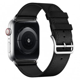 Correa de cuero de repuesto para Apple Watch 6, SE, 5, 4 44 mm 3, 2, 1 42 mm color negro