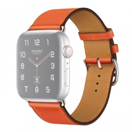 Correa de cuero de repuesto para Apple Watch 6, SE, 5, 4 44 mm 3, 2, 1 42 mm color naranja