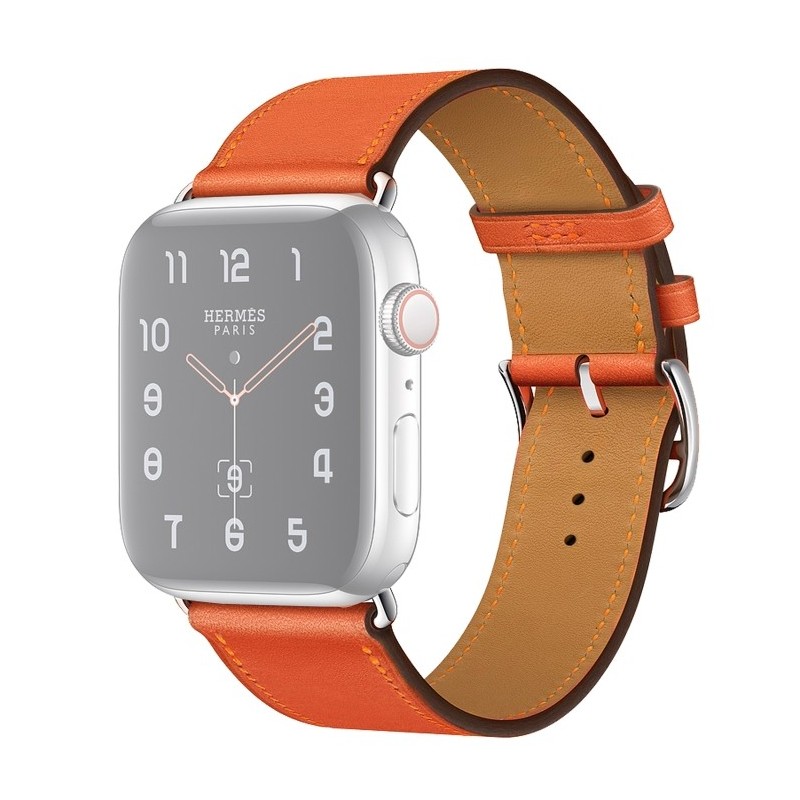 Correa de cuero de repuesto para Apple Watch 6, SE, 5, 4 44 mm 3, 2, 1 42 mm color naranja