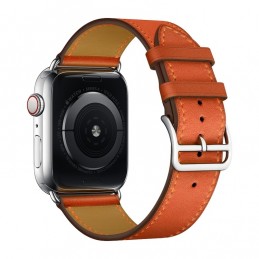 Correa de cuero de repuesto para Apple Watch 6, SE, 5, 4 44 mm 3, 2, 1 42 mm color naranja