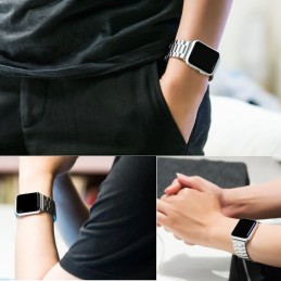 Correa de Acero Inoxidable con Hebilla de Mariposa para Apple Watch 42mm