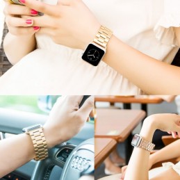 Correa de Acero Inoxidable con Hebilla de Mariposa para Apple Watch 42mm