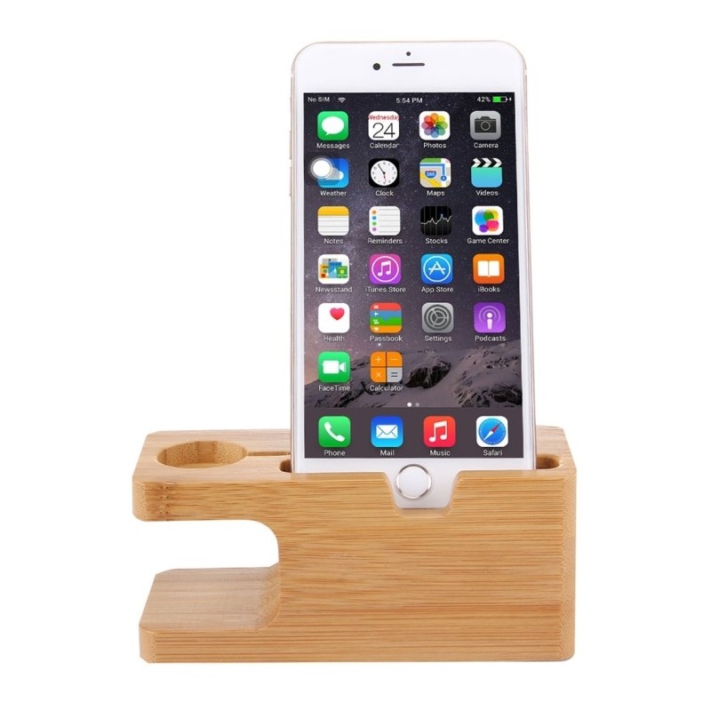 Soporte cargador de madera de bambú escritorio para Apple Watch