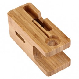 Soporte cargador de madera de bambú escritorio para Apple Watch