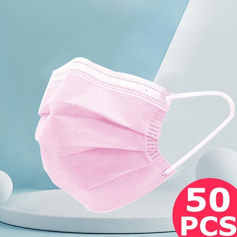 Mascarilla Quirurgica 3 Capas 50 Unidades color rosa