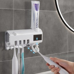 Dispensador Pasta de Dientes y Portacepillos con Esterilizador UV