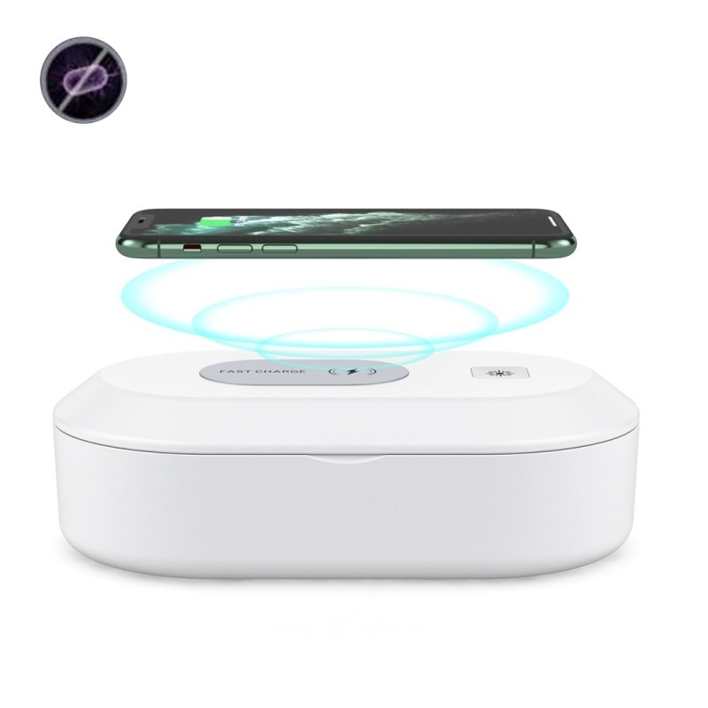 Caja de esterilización con luz UV y carga inalámbrica para smartphones