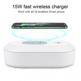 Caja de esterilización con luz UV y carga inalámbrica para smartphones