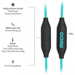 Auriculares Mucro deportivos con cable para Correr con Gancho para la Oreja