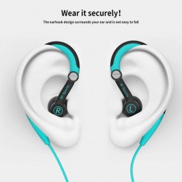 Auriculares Mucro deportivos con cable para Correr con Gancho para la Oreja