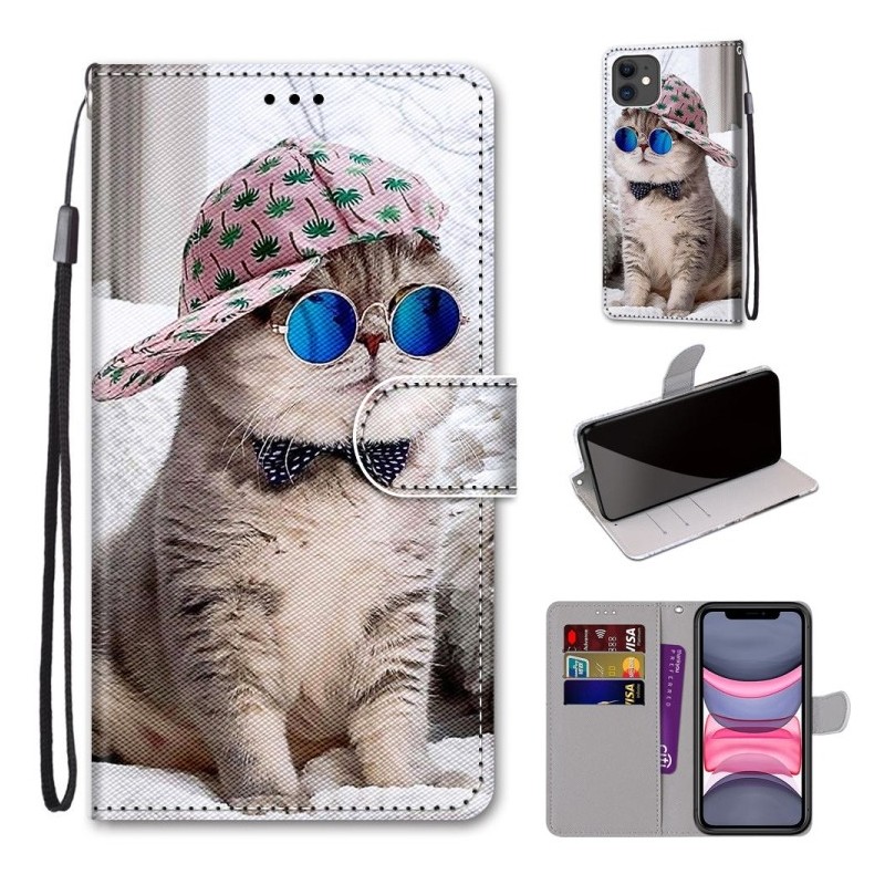 Funda Libro con Tarjetera, Billetera y Cordón para iPhone 11