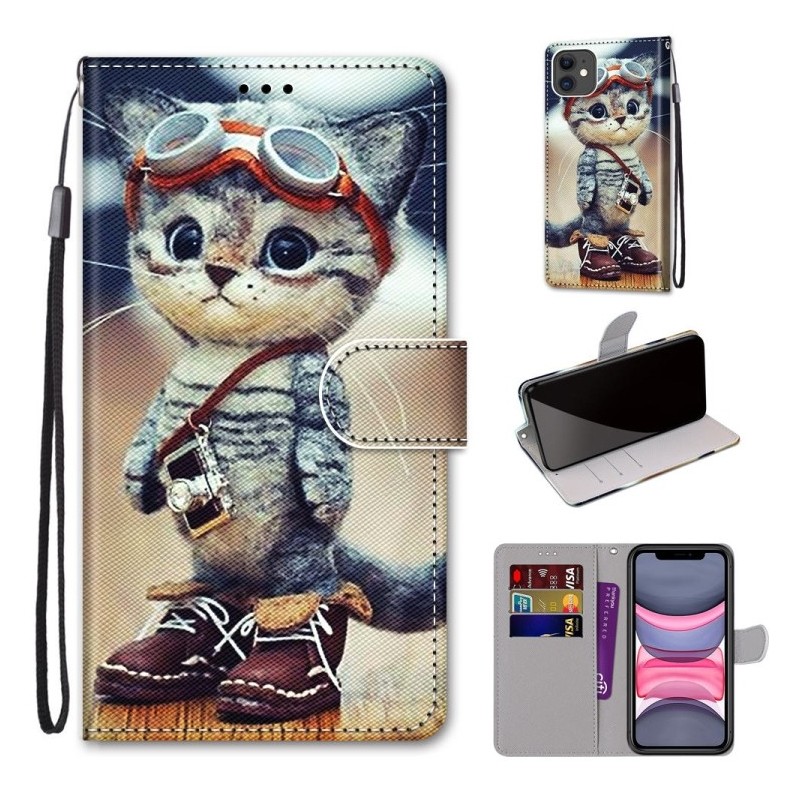 Funda Libro con Tarjetera, Billetera y Cordón para iPhone 11