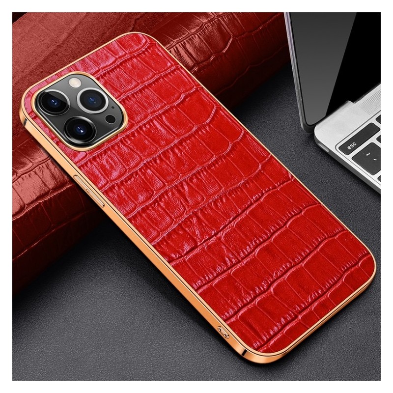 Funda 13 de Piel Genuino de Vaca Textura Cocodrilo