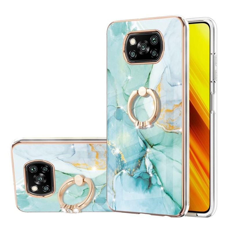 Funda Xiaomi Redmi Note 10S / Note 10 de Silicona con Anillo Patrón Marmól