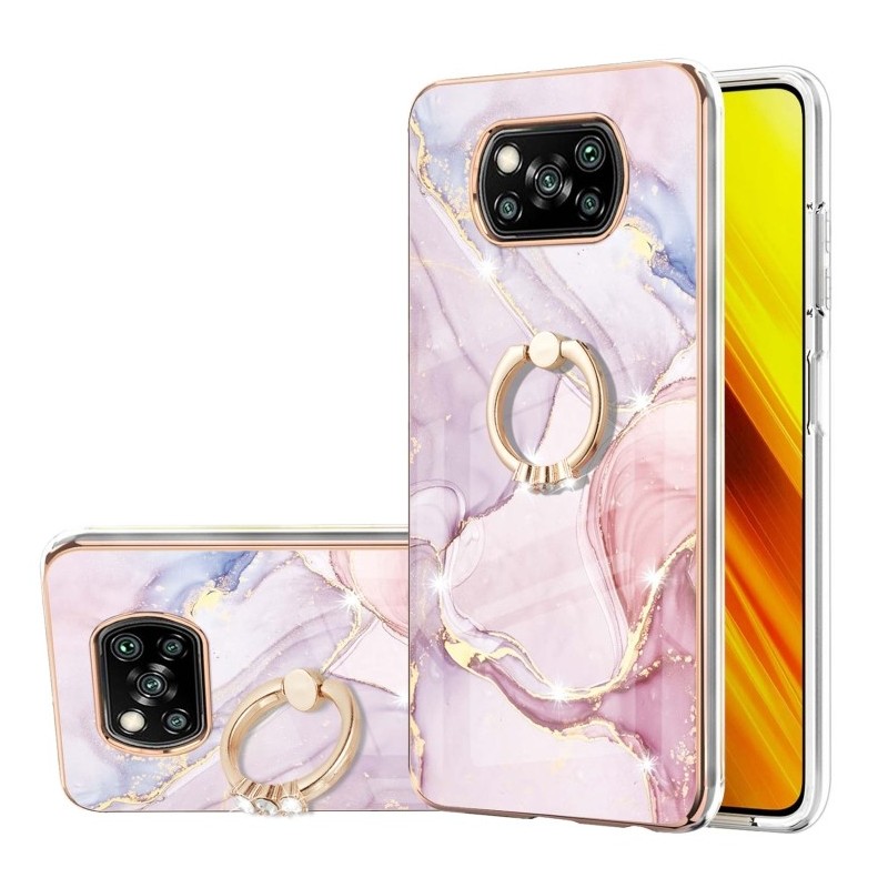 Funda Xiaomi Redmi 9A de Silicona con Anillo Patrón Marmól