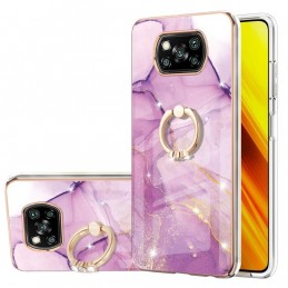 Funda iPhone 11 Pro Max de Silicona con Anillo Patrón Marmól