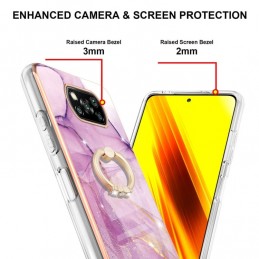 Funda iPhone 11 Pro Max de Silicona con Anillo Patrón Marmól